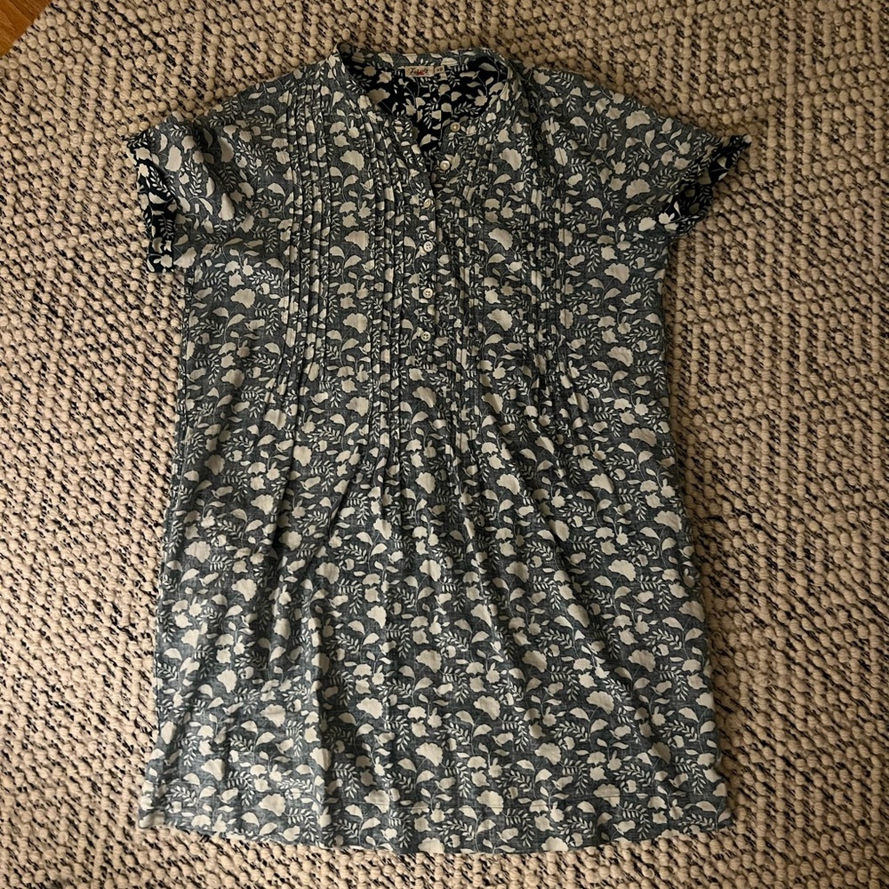 Faherty Gemina Blue and White Floral Mini Dress
